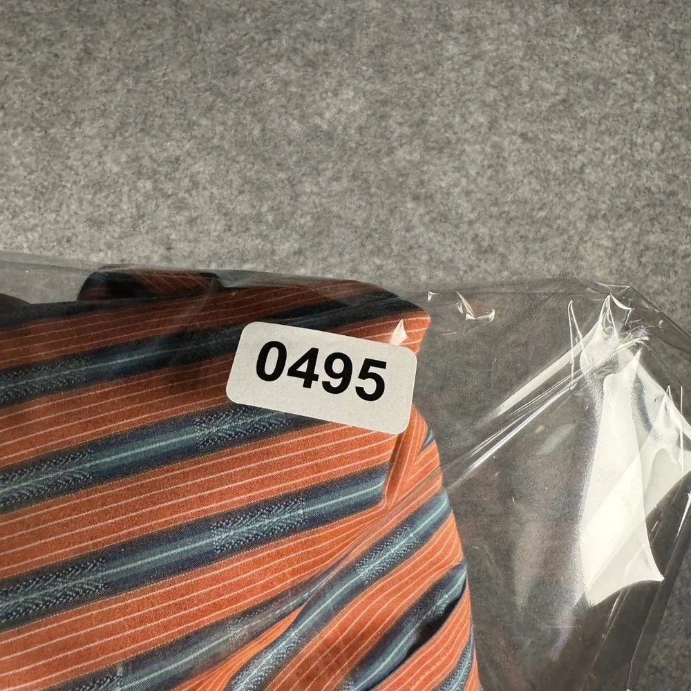 Robert Graham Mens XL Orange Blue‎ Striped Long Sleeve Button Down Floral Trim